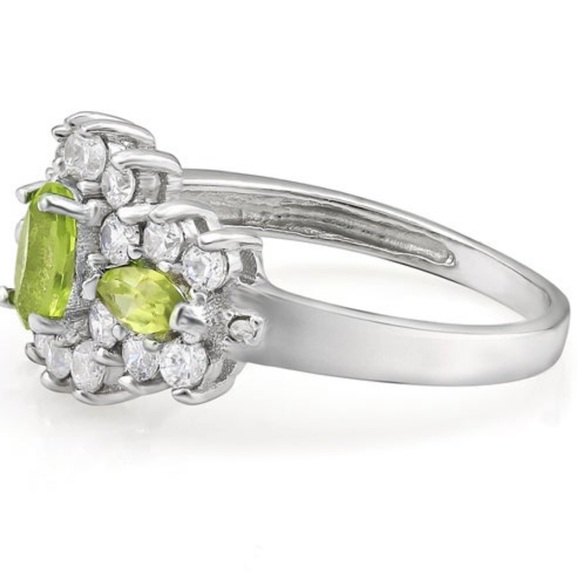 Sterling Silver Genuine Peridot & White Topaz Ring - Picture 5 of 13